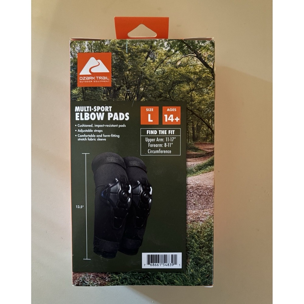 (New)Ozark Trail Multi-Sport Elbow Pads L Black Adjustable Straps Cycling 1 Pair